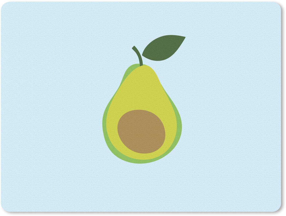 Muismat 23x19 cm - Mousepad Avocado - Illustratie - Groene - Vrucht - Muismatten