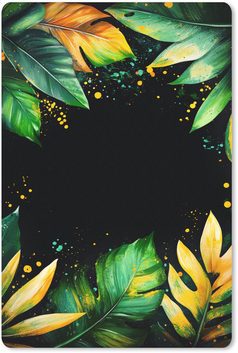 Muismat 18x27 cm - Mousepad Bladeren - Groen - Geel - Verf - Jungle - Muismatten