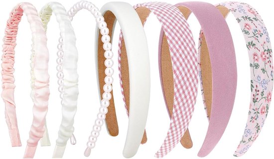 7 stuks haarbanden voor dames, haarband, bruin, brede hoofdband, verschillende modellen, parelhoofdbanden, vintage, bosstijl, haaraccessoires voor meisjes
