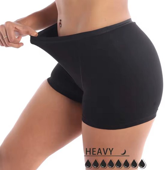 Boxer élastique pour femme taille L , Sous-vêtements 4 couches en Katoen respirant, taille standard, boxer en fibre de bambou, anti-fuite, pour Flow Heavy , serviettes hygiéniques à absorption rapide, Serviettes hygiéniques