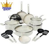 Bol.com COOCK 19-Delige Pannenset Inductie - Speciale Anti-Aanbak Coating - Ergonomische Koudgrepen - Gerecycled Aluminium - koe... aanbieding