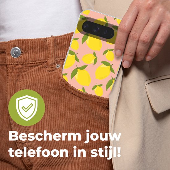 Coque de téléphone compatible avec Google Pixel 9 Pro XL - Citrons - Jaune - Rose - Motif - Fruits - Coque en Siliconen