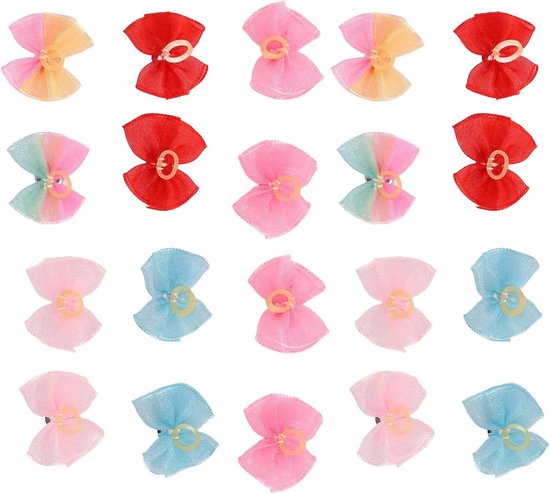 20 Stück Hundeschleifen Mit Strass - Süße Haarschleifen Für Kleine Hunde & Katzen