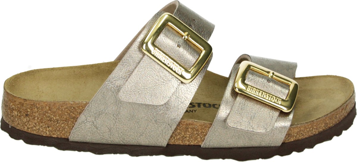 Birkenstock SYDNEY CUSHION BUCKLE BF TAUPE Dames slippers Metalic