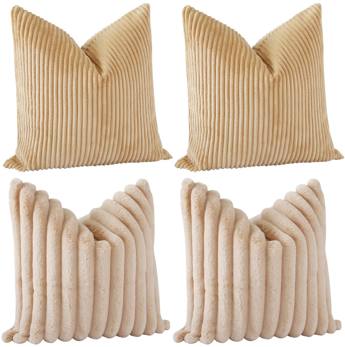 Ibenzoa® Kamerverfrissende Zachte Kussenhoezen Set van 4 voor Huis en Kantoor 45 x 45 cm Lichtbruin