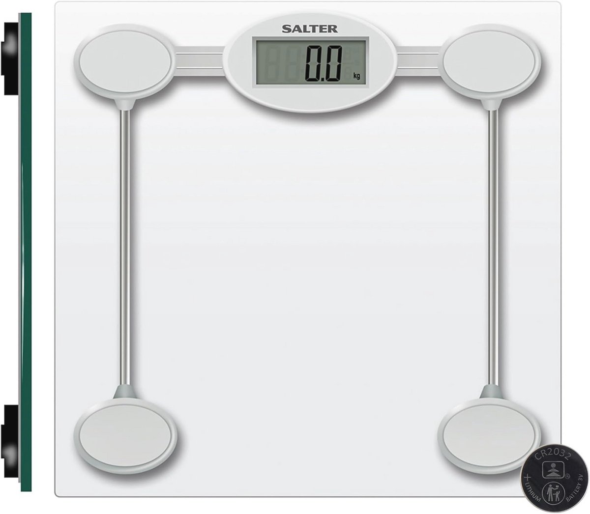 Elektronische badkamerweegschaal met groot platform van gehard glas - 180 kg capaciteit, LCD-display