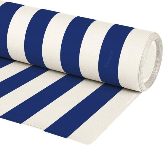 Vidaxl Strandstoel inklapbaar eucalyptushout en stof blauw en wit - Vergelijk prijzen