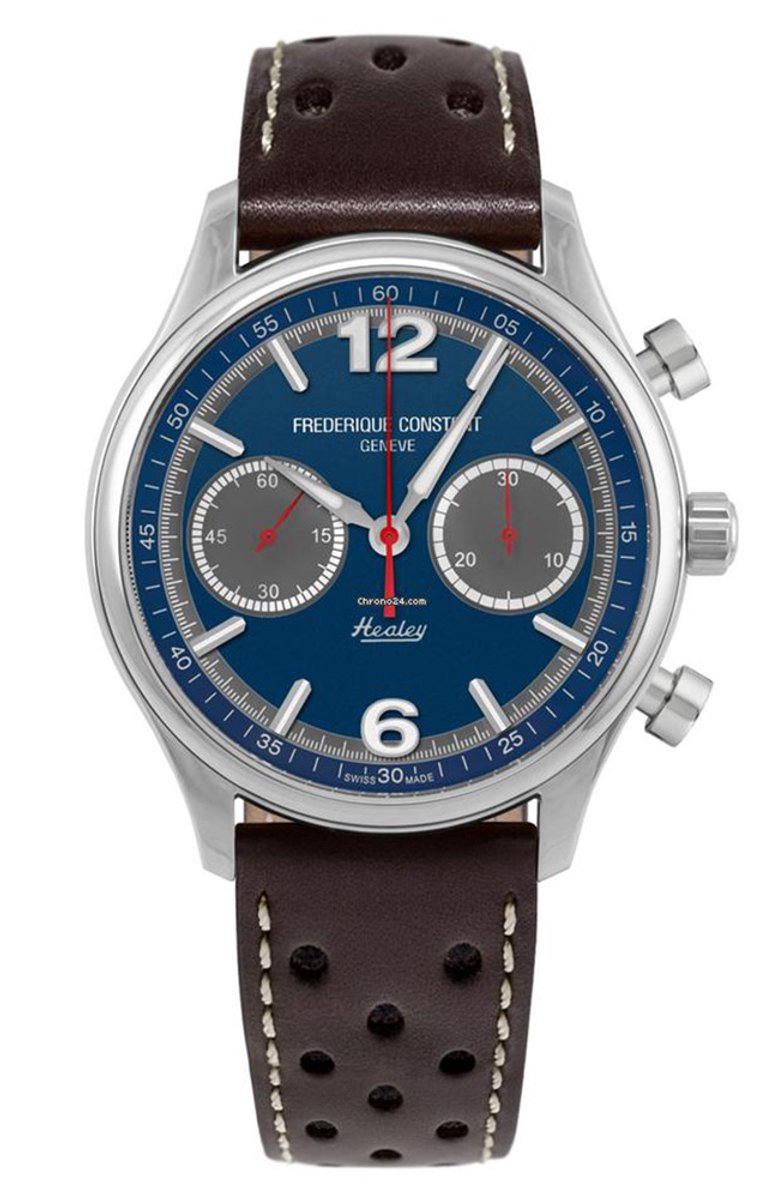 Frédérique Constant Vintage Rally Healey Limited Edition FC-397HFNG5B6 Horloge - Leer - Grijs - Ø 42 mm