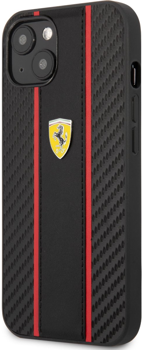 Ferrari Back cover - iPhone 14 Plus & 15 Plus - Zwart - Sportief design met carbon-look van Merkloos — afbeelding 2