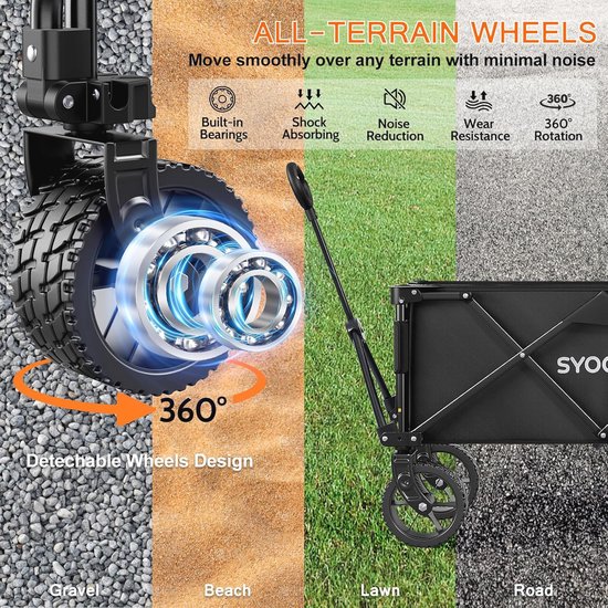 Opvouwbare Tuinkar met 350 lbs Gewichtscapaciteit - Inklapbare Wagen voor Kamperen, Sport en Winkelen van MacSports — afbeelding 3