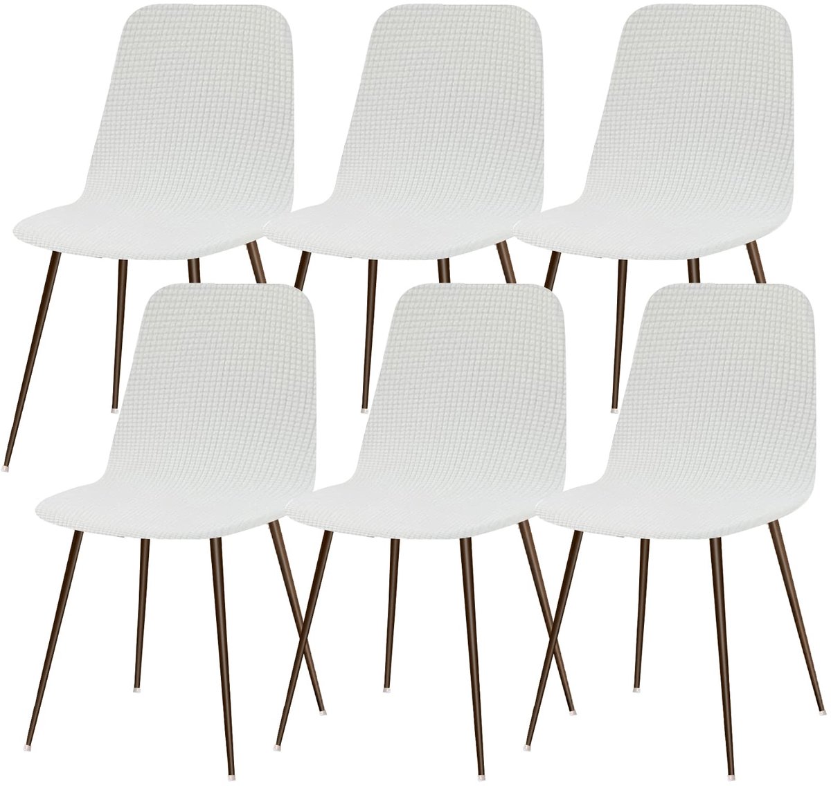 Ibenzoa Hoogwaardige Stretch Stoelhoezen Set van 6 voor Eetkamerstoelen en Keukenstoelen wit