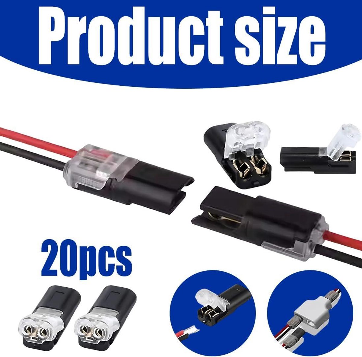 30 stuks kabelconnectoren 2-polige stekkers, autostekker, steekverbinding, 2 -polig, waterdichte snelkoppeling, kabelverbinders voor 18-22 AWG kabels, voertuigen, audioverlichtingssystemen