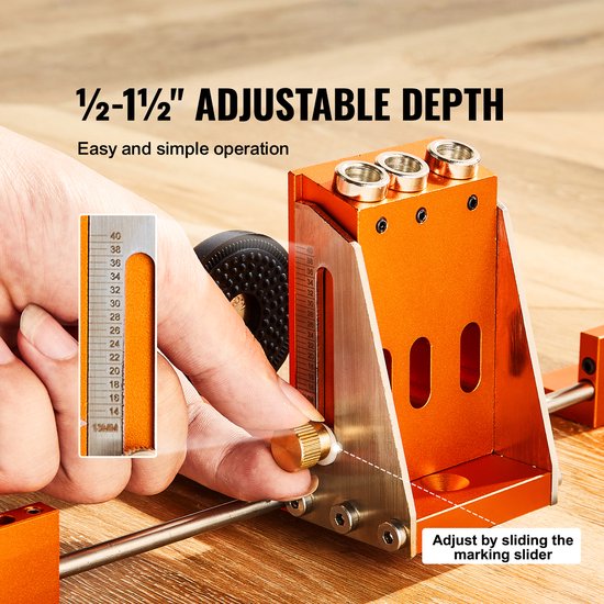 Pocket Hole Jig Kit, 34-delig met 11-inch C-Klem, Jig, Trapboor, Schroevendraaiers, Boorstopringen, Vierkante Aandrijfbits, Gereedschapskoffer voor Doe-Het-Zelf Timmerprojecten van WORKPRO — afbeelding 3