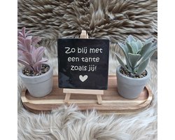 Tegeltje met Tekst – Zo Blij met een Tante zoals Jij – Robuust 10x10 cm – Cadeau voor Tante – Zwart Keramiek – Trendy nu