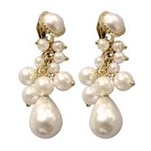Clip oorbellen- Parel- Goudkleurig- geen gaatje- synthetisch- lang- Charme Bijoux