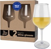 Verres à vin MyDrinkglass | Verres à vin en plastique | 2 pièces | Verres à vin à Vin Witte | Verres à vin Rouge | Set de Verres à vin | Verres de camping | Zero gaspillage | Réutilisable | Verre à vin incassable | 470 ml |