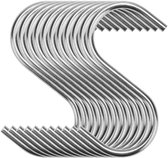 S Vormige Ophanghaken - 30 Stuks - Metalen S-haken - Vleeshaken - Ophanghaak - Kledinghaak - Kasthaken - Theedoekhaak - Gordijnhaak - RVS - 7cm - Zilver - Voor het ophangen van keukengerei, kleding, tassen