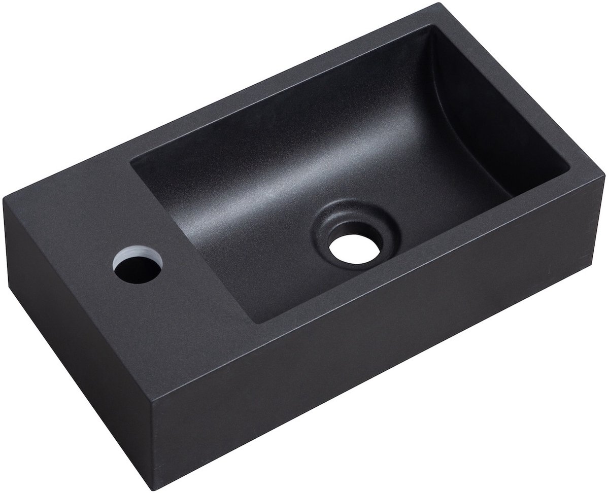 Badplaats Wastafel Angela 40 x 22 cm – Zwart – Wasbak voor Fonteinmeubel