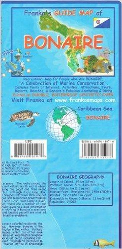 Franko Maps Bonaire Dive, Drive and Bike Map
