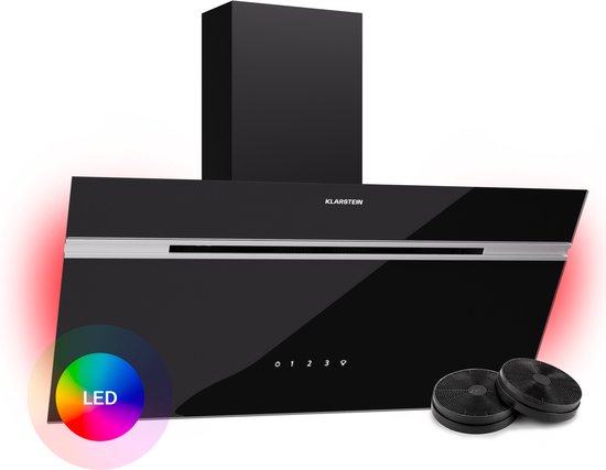 Klarstein Alina Afzuigkap - 80cm Afzuigkap, 600 m³/h Luchtstroom, A-Energie-efficiëntie, Touch Control, LED-verlichting, Stil 69 dB, Afvoer & Recirculatie, Zwart