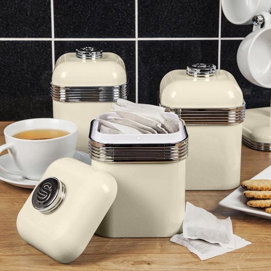 Swan SWKA1020CN Lot de 3 boîtes de rangement rétro crème