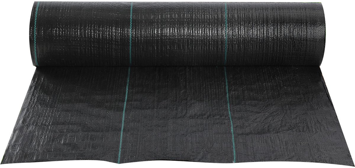 Onkruiddoek 1.83 x 91m, 110 g/m² – Zware Tuinfolie 3,2oz – Ademend Worteldoek voor Oprit, Border, Moestuin, Landschapsbedekking – Geweven Geotextiel Zonder Chemicaliën-Zwart