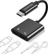 USB-C 2-in-1 adapter – Audio en opladen tegelijk via dubbele USB-C poorten | Compatibel met hoofdtelefoon en oplader