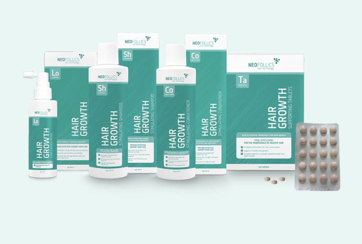Bol.com Neofollics - Gevorderd Haarverlies Behandeling Pakket - Lotion + Shampoo + Conditioner + Tabletten aanbieding