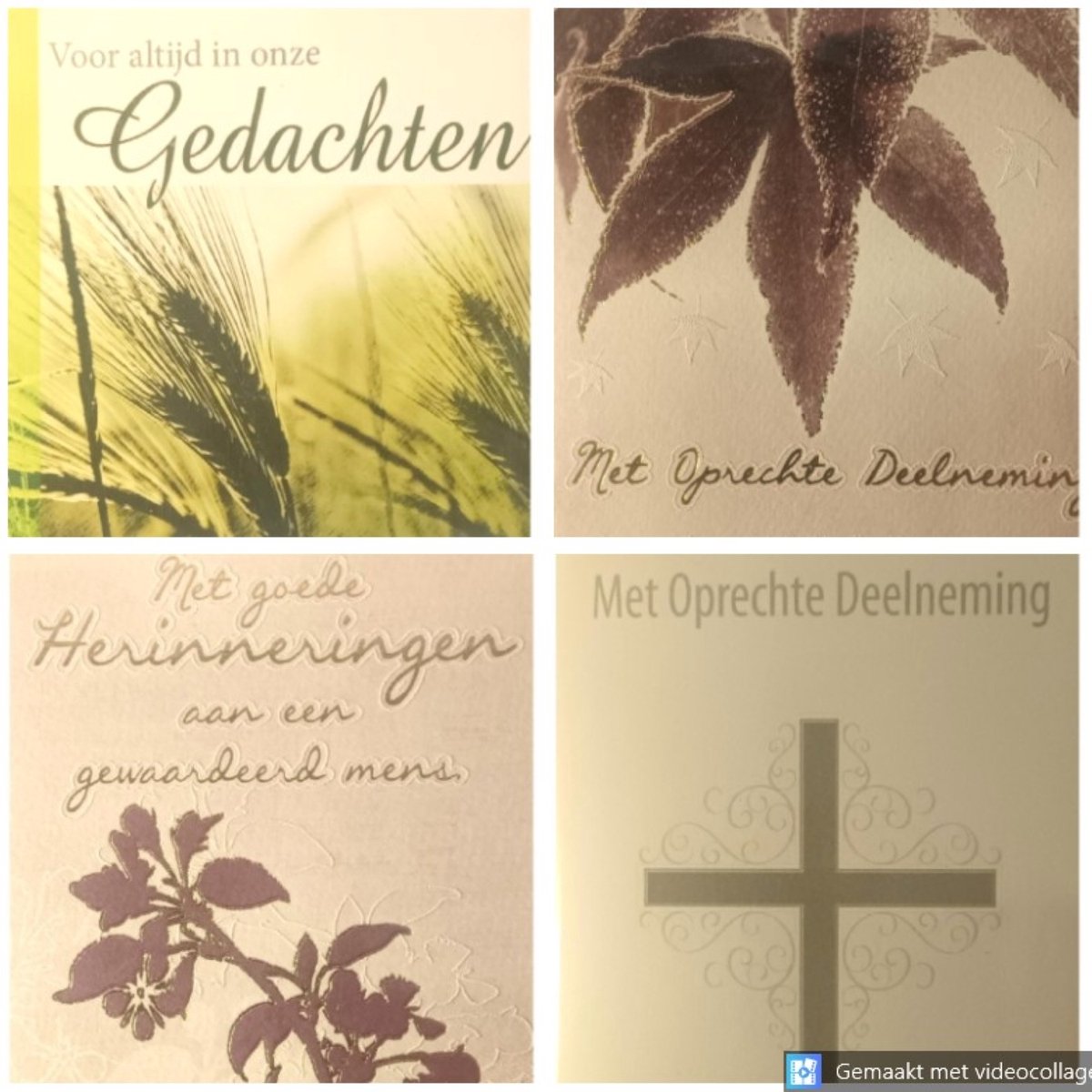 4 Luxe Deelneming Condoleance Wenskaarten - 4 Motieven - Oprechte Deelneming - Condoleance - Sterkte - Sterfgeval - Touche Cards - Met Envelop - 16.5x11.5cm - Beileid - Condolence