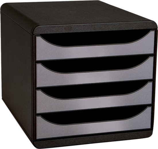 Exacompta Module de classement Big Box 4 tiroirs Metallic - Argent - 310438D
