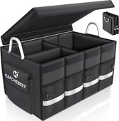 Kapchebest Kofferbak Auto Organizer Opvouwbaar Zwart, 63 Liter - Kofferbak Opbergbox 60x35x30 cm – Kofferbak Tas Met Klitteband – Kofferbaktas Organizer