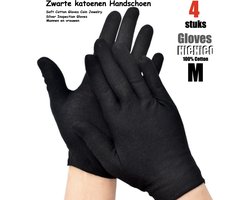 Katoenen handschoenen Zwart medium 4stuks – 2paar Beschermende Handschoenen - Medium - Gezondheidszorg - Ziekenhuis - Beauty Center, Kapper en Salon Spa Tattoo – Jewelry - eczeem / allergie / handcreme - juweliers / munt handschoen