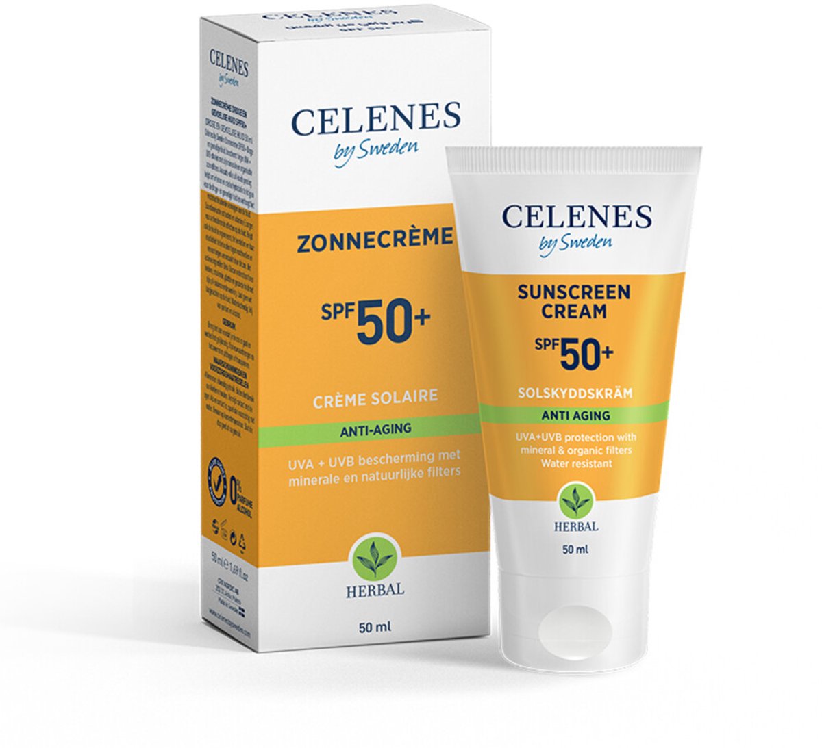 Celenes Herbal Zonnebrandcreme SPF 50+ Anti Aging - 3 x 50 ml - Voordeelverpakking