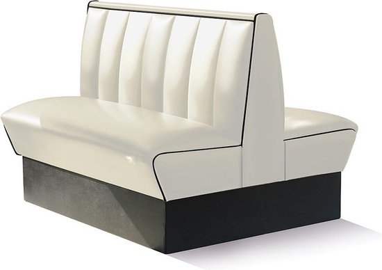 Bel Air Dinerbank Double Booth HW-120DB Off White and Black