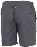 Achterkant van een donkergrijze Donnay sportbroek met elastische tailleband en een zak.