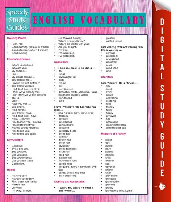 English Vocabulary (Speedy Study Guides) - cover