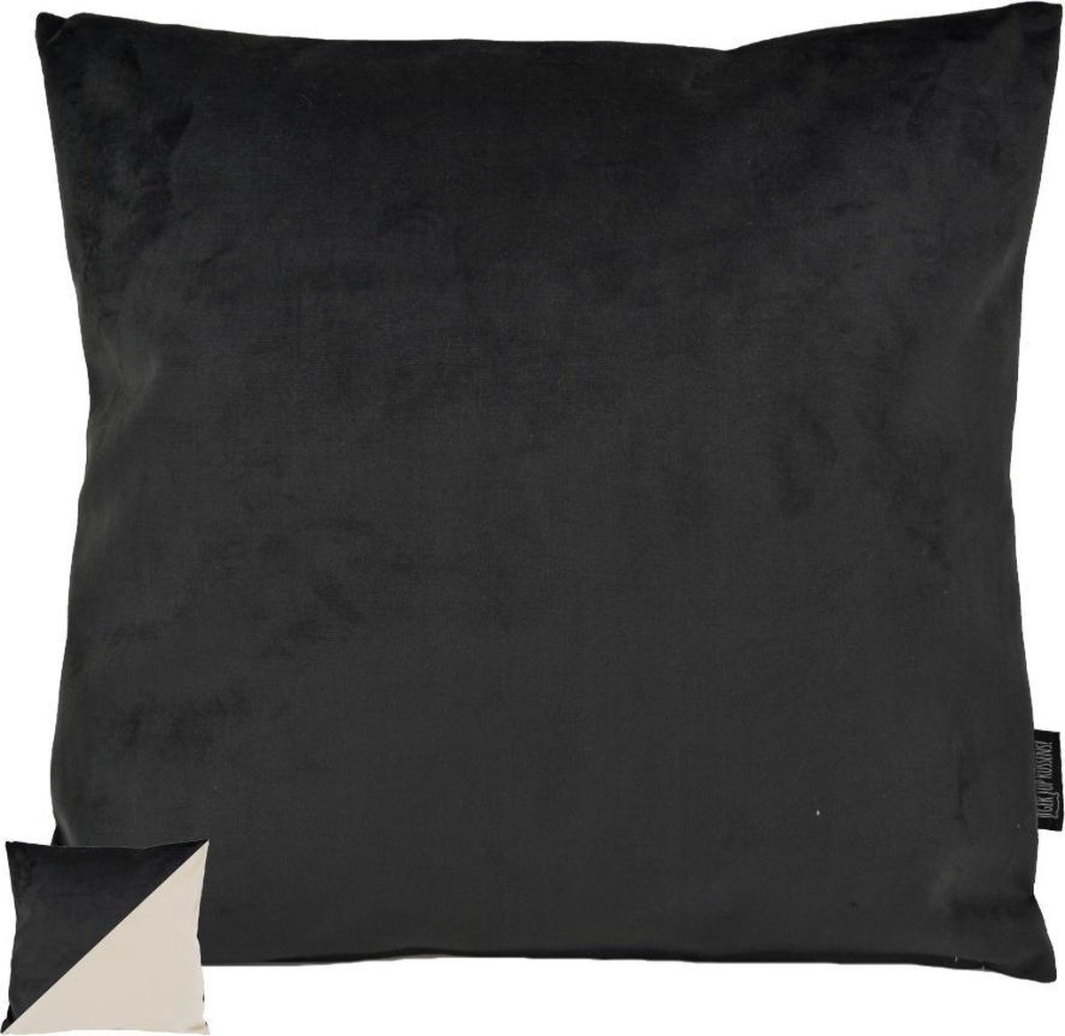 Gek op Kussens! Velvet 2 Tone - Black / Cream Kussenhoes | Velours / Fluweel - Polyester | 45 x 45 cm Zwart - Creme