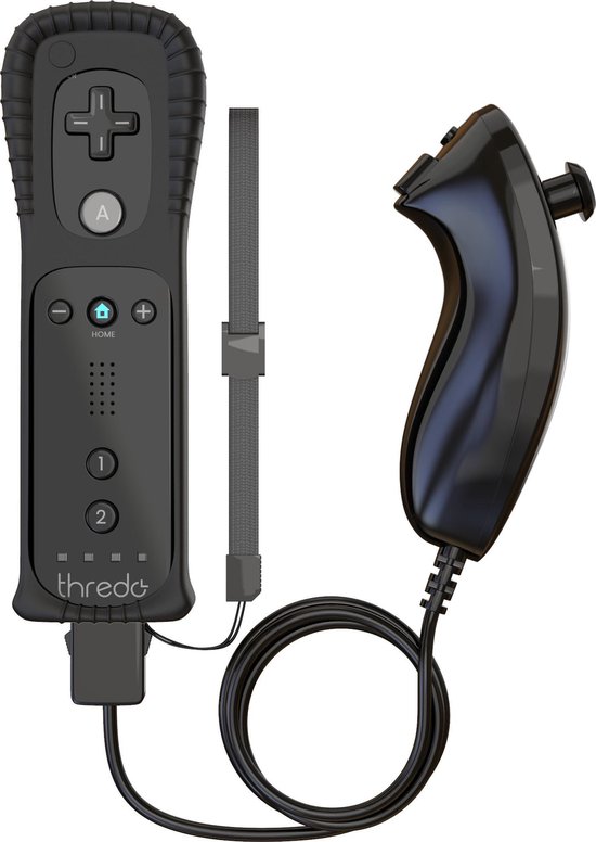 Thredo Remote Controller + Nunchuk voor Nintendo Wii / Wii U (Motion Plus) - Zwart - Thredo