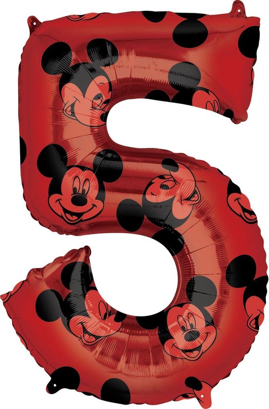 Amscan Folieballon Mickey Mouse 5 Jaar Junior 45 X 66 Cm Rood