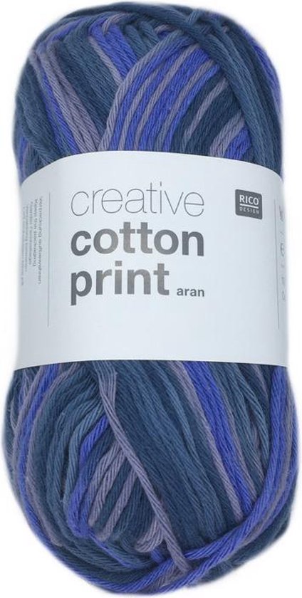 Rico Design Creative Cotton print - gemêleerd dik katoen garen - blauw  paars 038 -... | bol.com