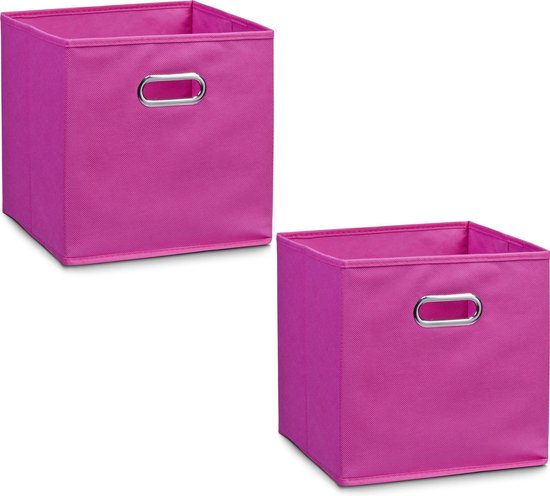4x Roze opbergmanden/kastmanden 28 x 28 cm - Zeller -  Woondecoratie/accessoires -... | bol.com