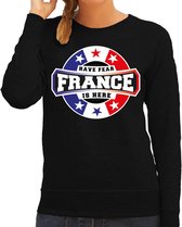 Have fear France is here sweater met sterren embleem in de kleuren van de Franse vlag - zwart - dames - Frankrijk supporter / Frans elftal fan trui / EK / WK / kleding 2XL