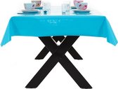 Buiten tafelkleed/tafelzeil turquoise blauw 140 x 200 cm rechthoekig - Tuintafelkleed tafeldecoratie turquoiseblauw - Unikleur tafelkleden/tafelzeilen turquoise blauw