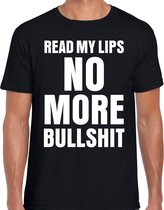 Read my lips NO MORE bullshit t-shirt zwart heren - fun / tekst shirt - foute shirts voor mannen L