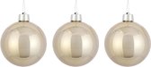 3x Grote kunststof kerstballen licht champagne 20 cm - Groot formaat champagne kerstballen