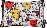 Jacquard Abstract Faces Kussenhoes | Polyester - Jacquard Stof | 30 x 50 cm