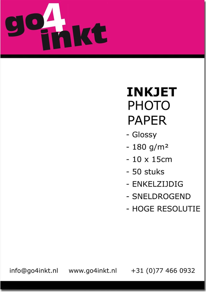 Go4inkt Huismerk Glossy Fotopapier - 10 x 15cm - 180 g/m² - Glossy - 50 sheets