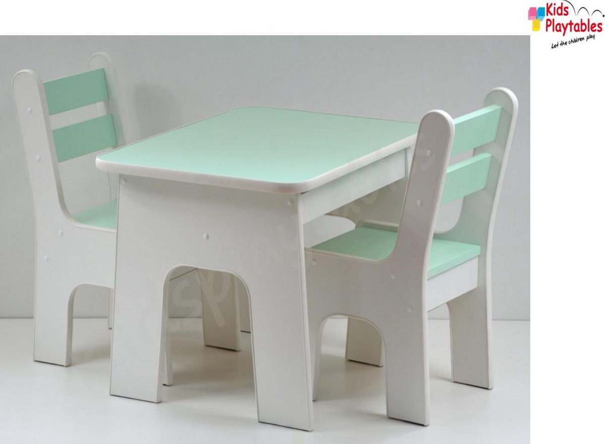 Kindertafel stoeltjes van hout - Mintgroen - 1 tafel en voor kinderen -... | bol.com