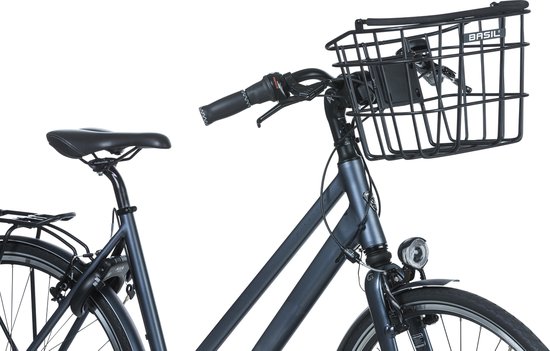 Basil Bremen Alu KF Fietsmand - Voor - Aluminium - Matzwart van Basil — afbeelding 4