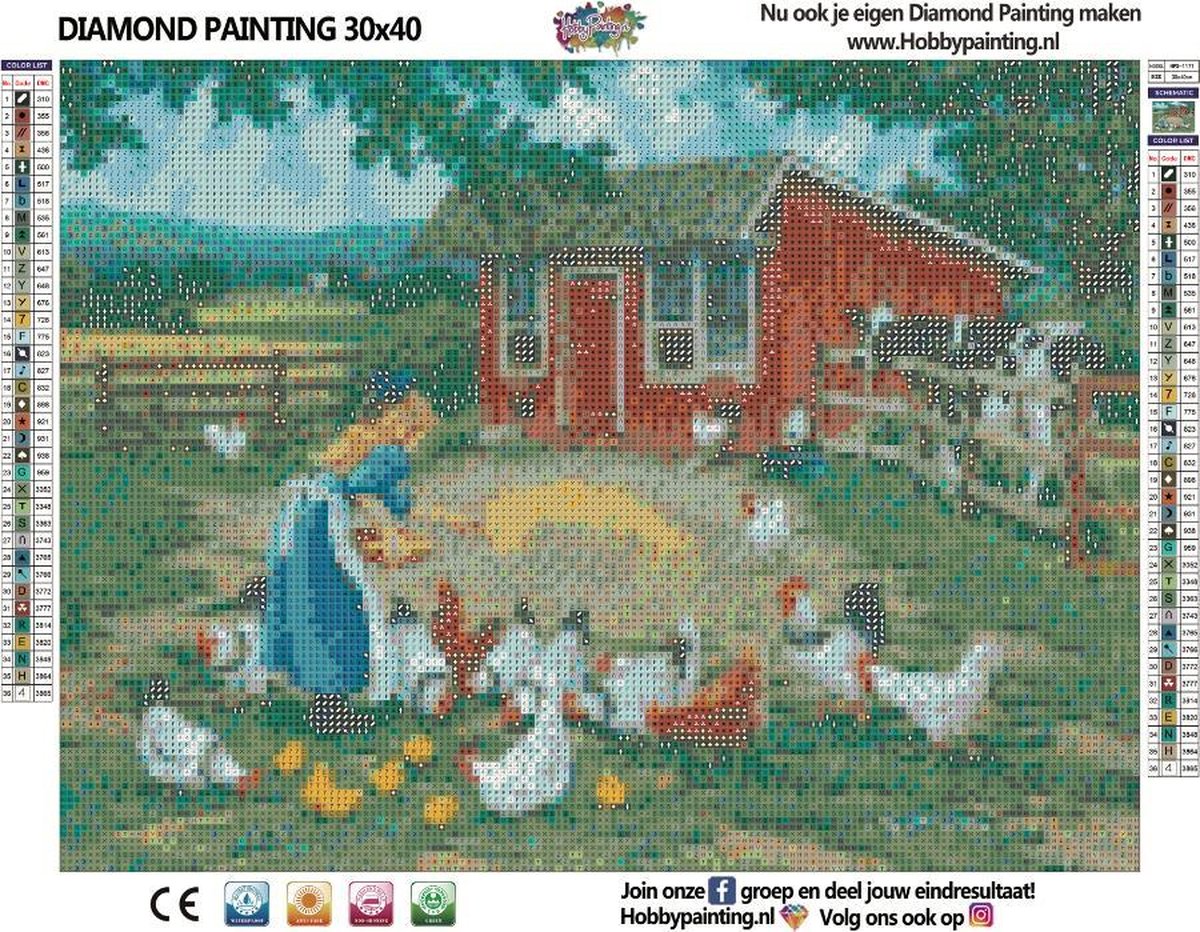 Puzzle Peinture diamant: Animaux de la forêt 30x40cm, 1 - 39 pieces